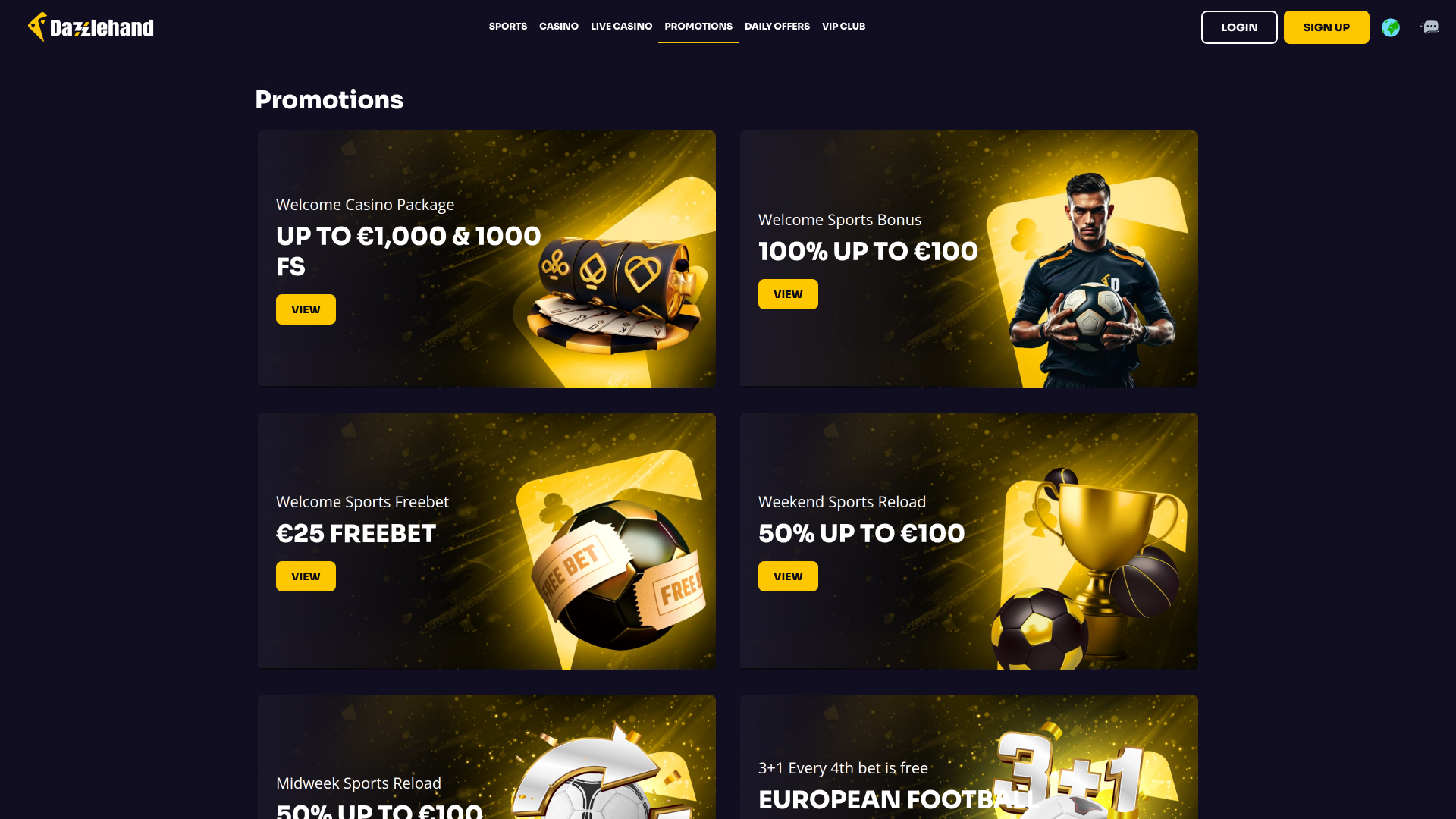 DazzleHand Casino Desktop Promotions