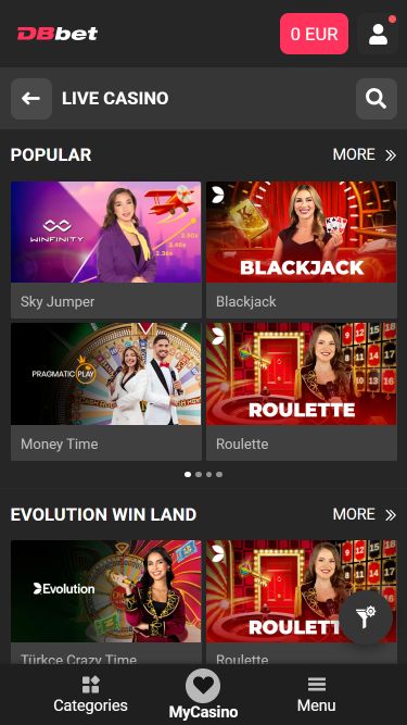 Dbbet Casino Mobile Image Live Dealer