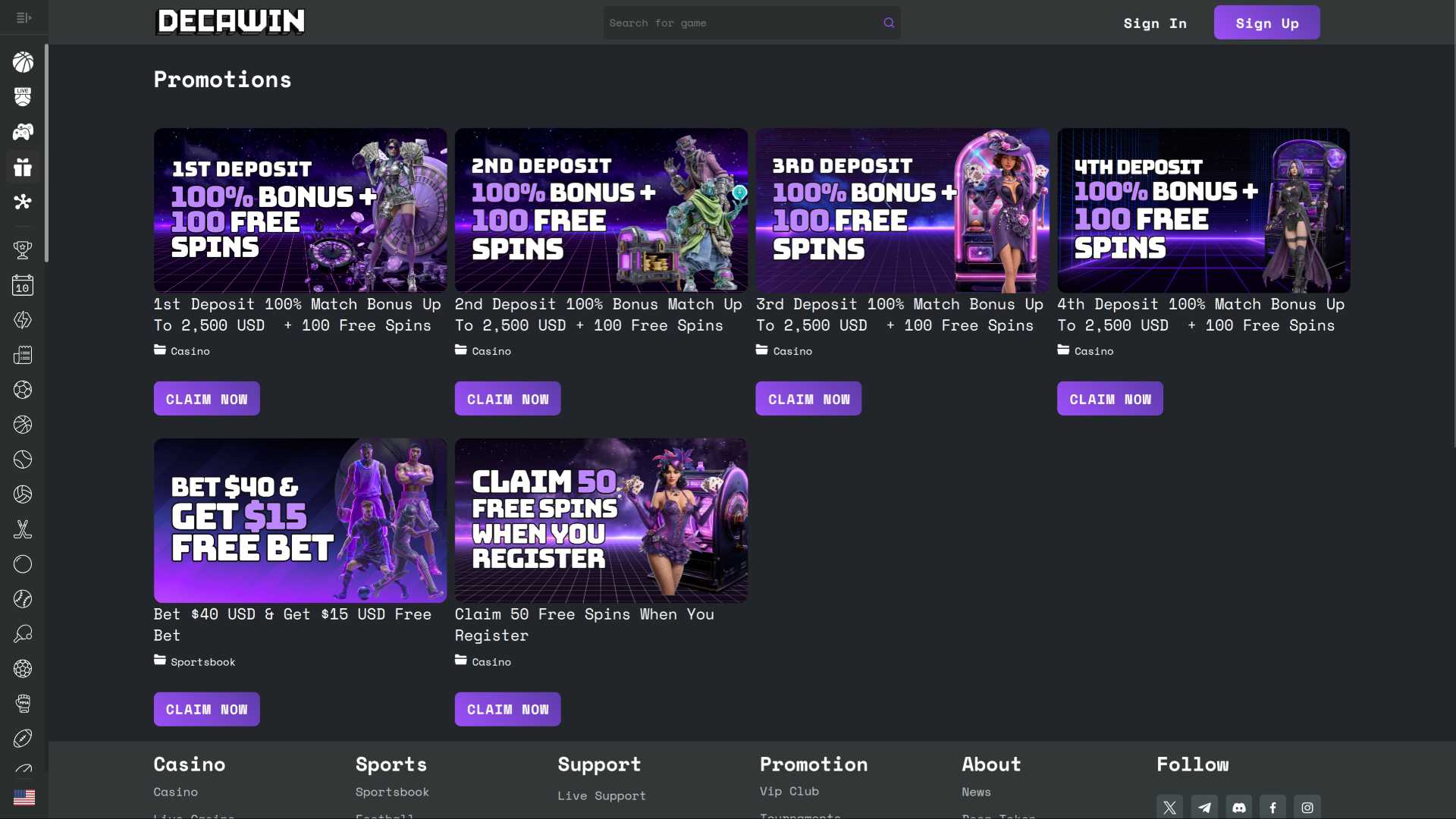 Decawin Casino Promotions