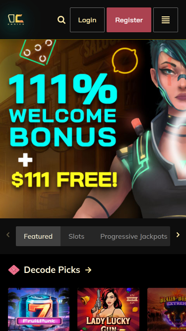 Decode Casino Homepage Mobile