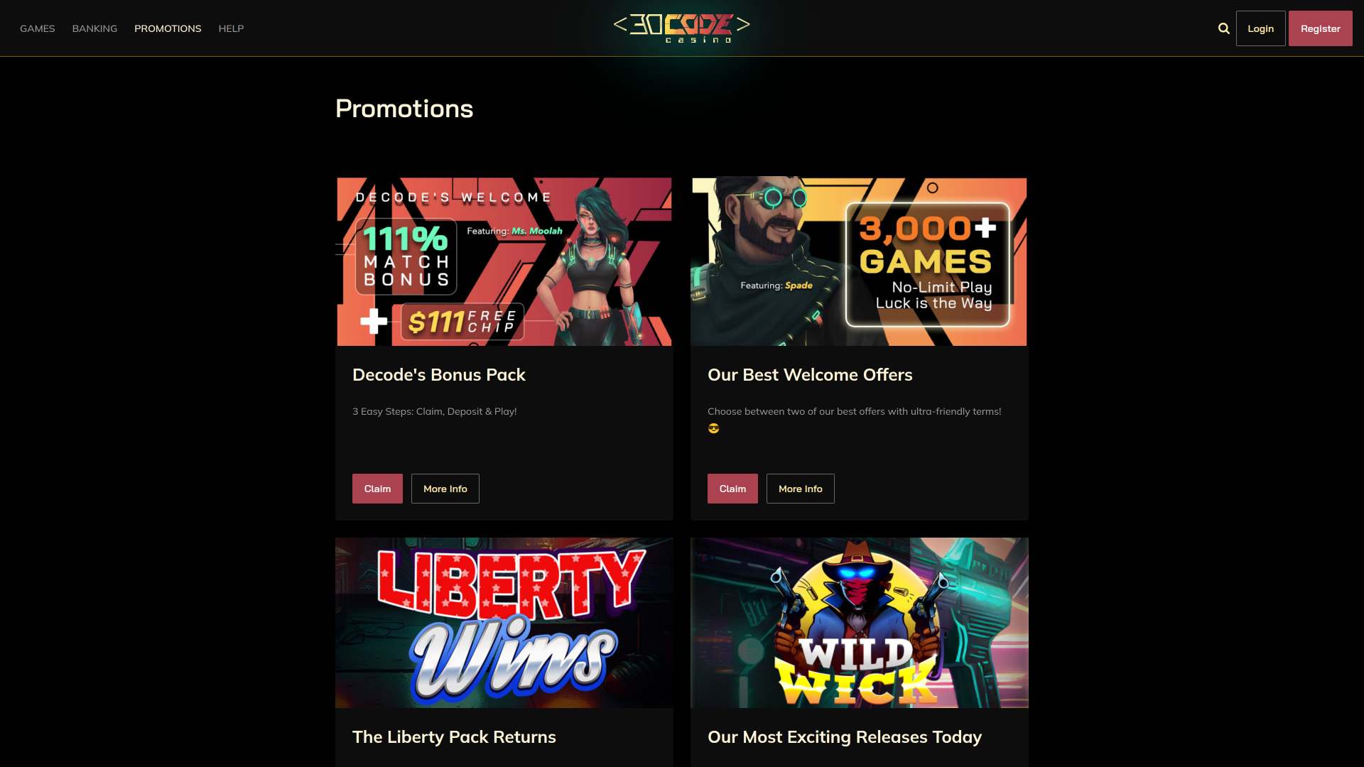 Decode Casino Promotions Desktop