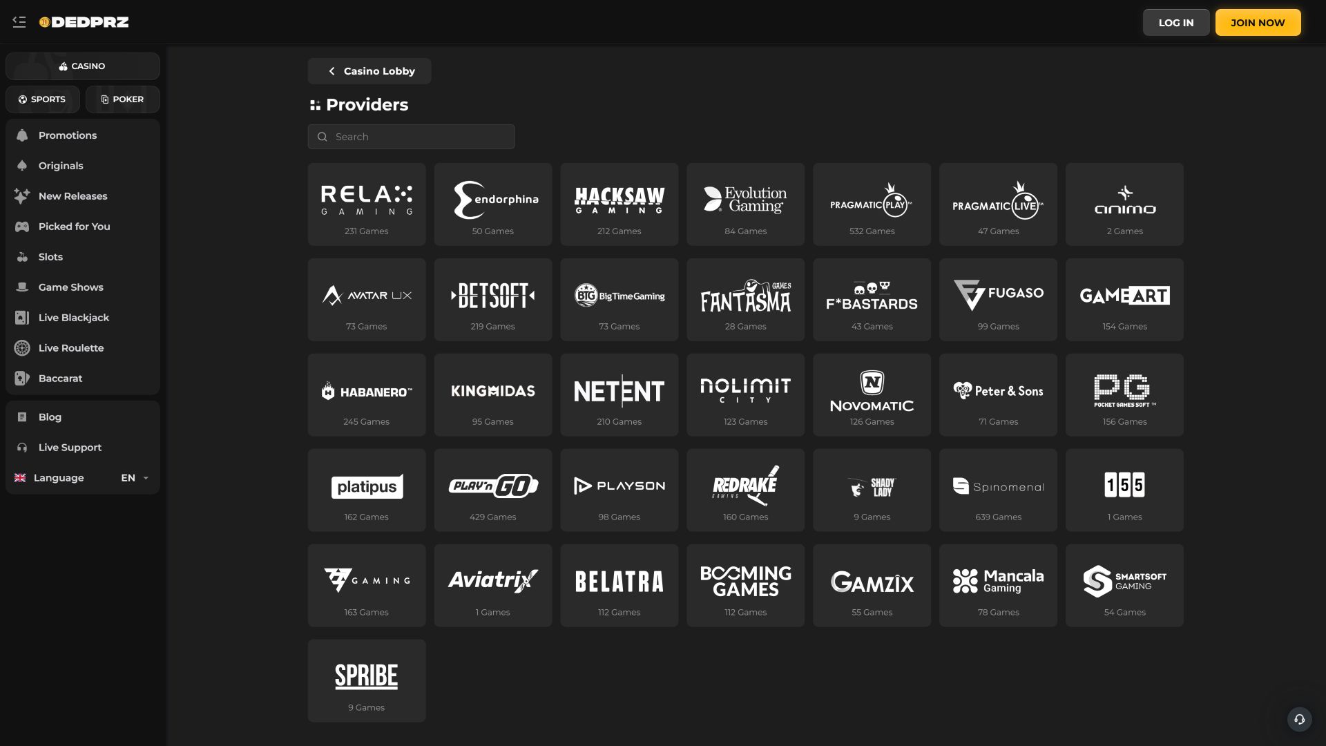 Dedprz Casino Desktop Image Game Developers