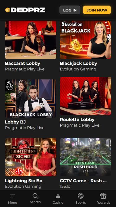 Dedprz Casino Mobile Image Live Dealer