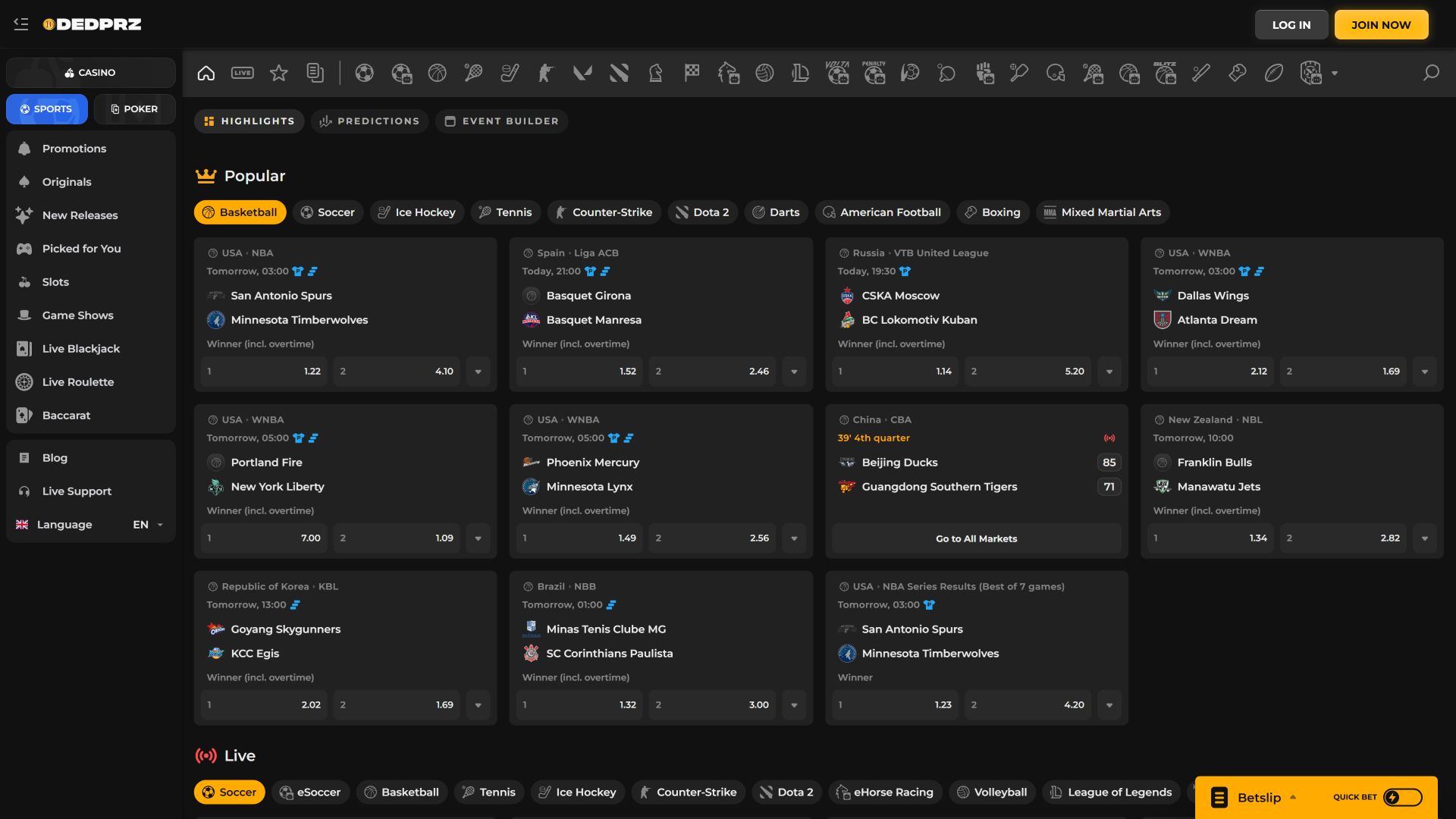 Dedprz Casino Desktop Image Sports