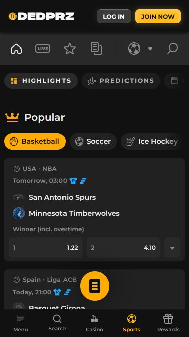 Dedprz Casino Mobile Image Sports
