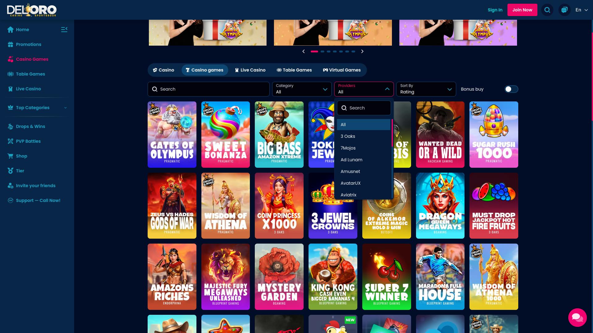 Del Oro Casino Desktop Game Developers