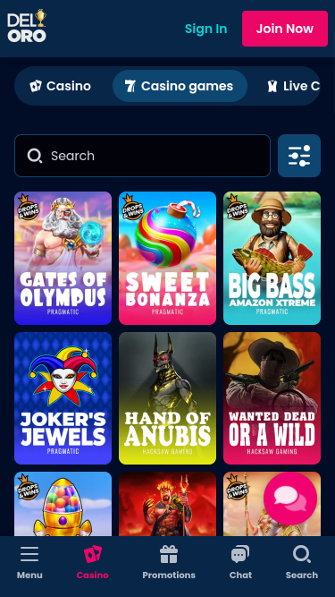 Del Oro Casino Mobile Games