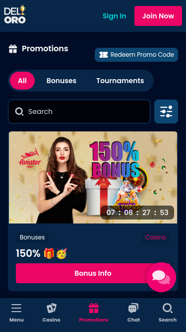 Del Oro Casino Mobile Promotions