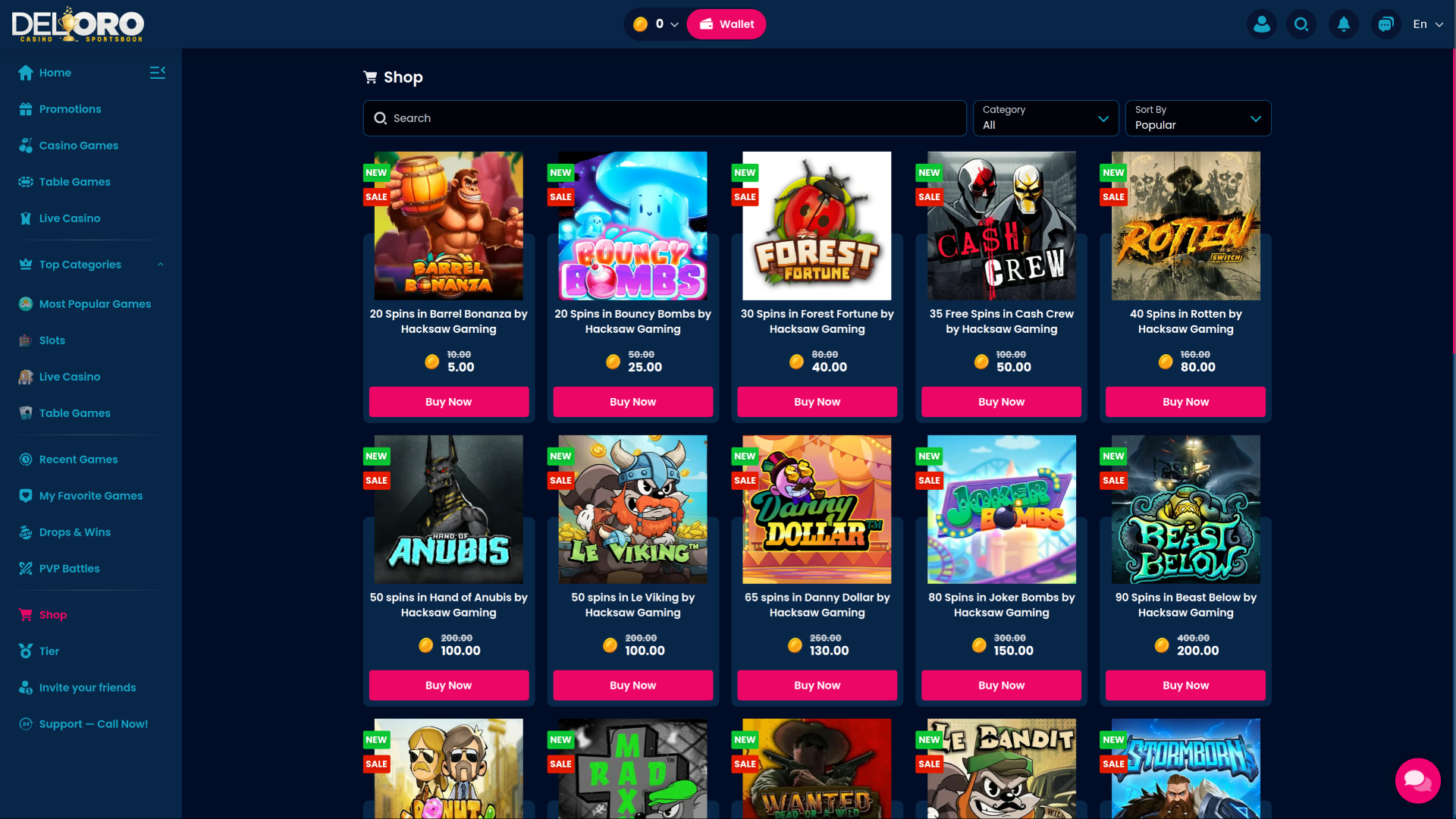 Del Oro Casino Desktop Shop