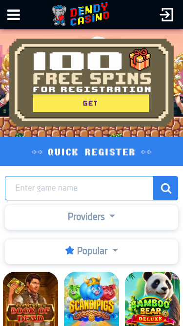 Dendy Casino Homepage Mobile