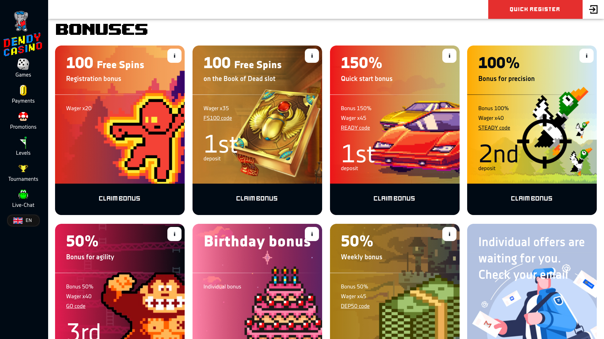 Dendy Casino Promotions Desktop