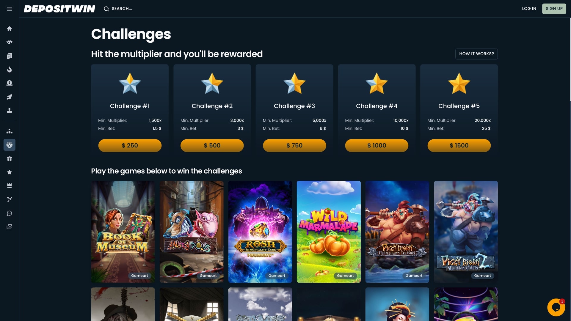 DepositWin Casino Desktop Challenges