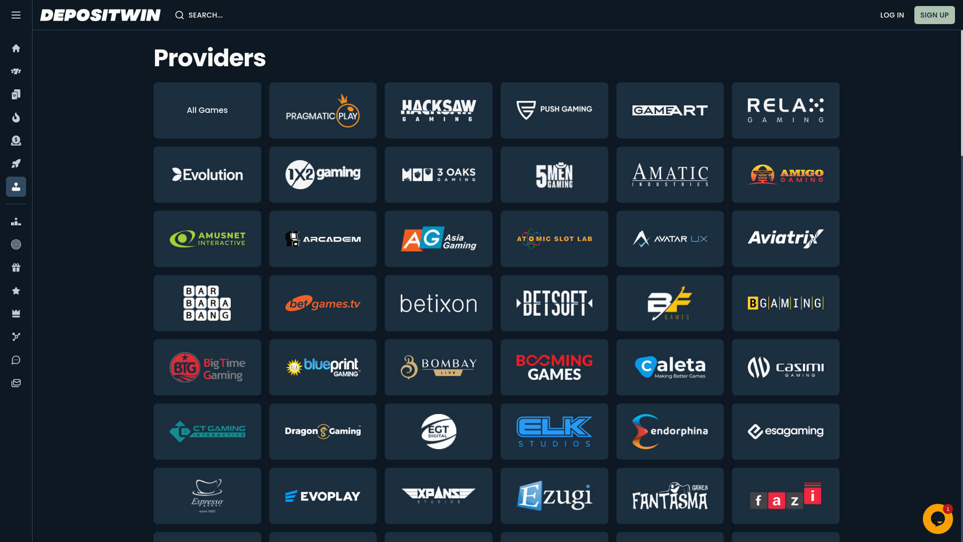 DepositWin Casino Desktop Game Developers