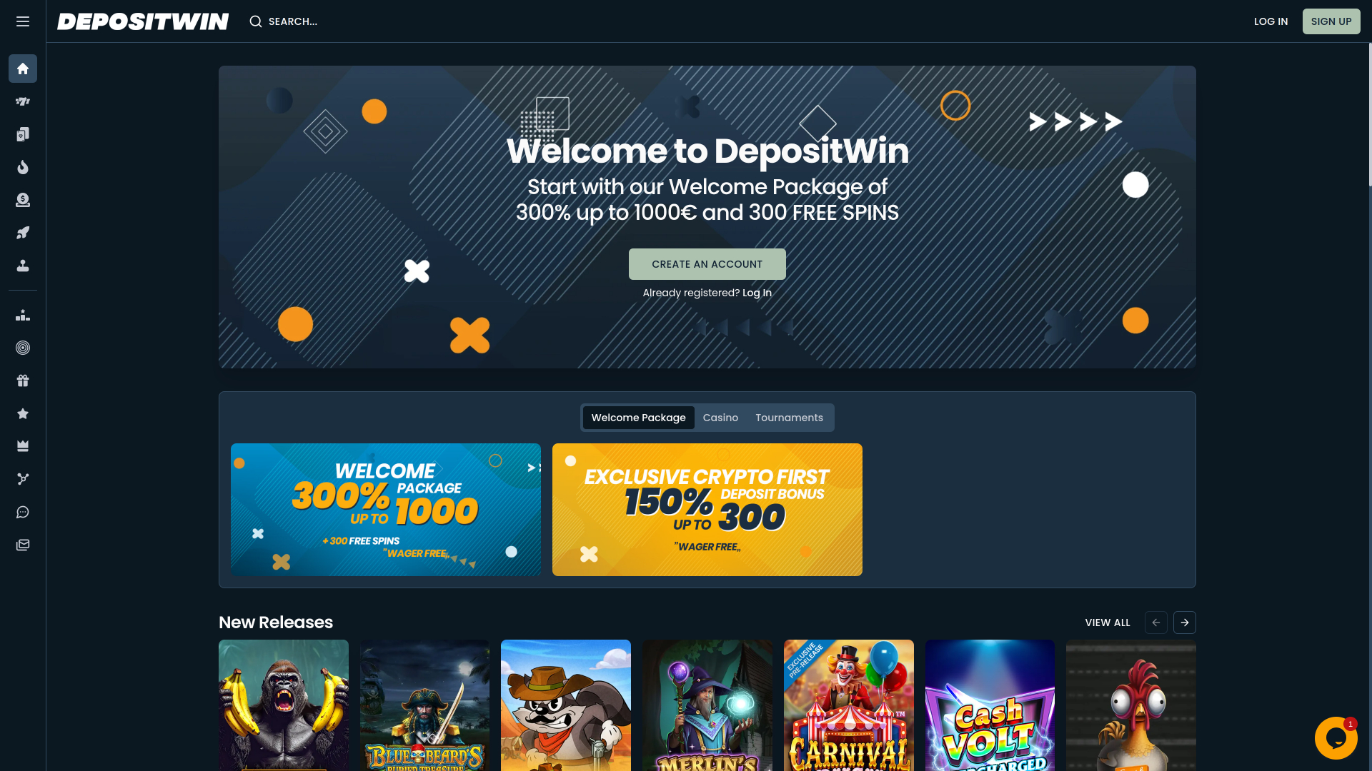 DepositWin Casino Deposit Homepage
