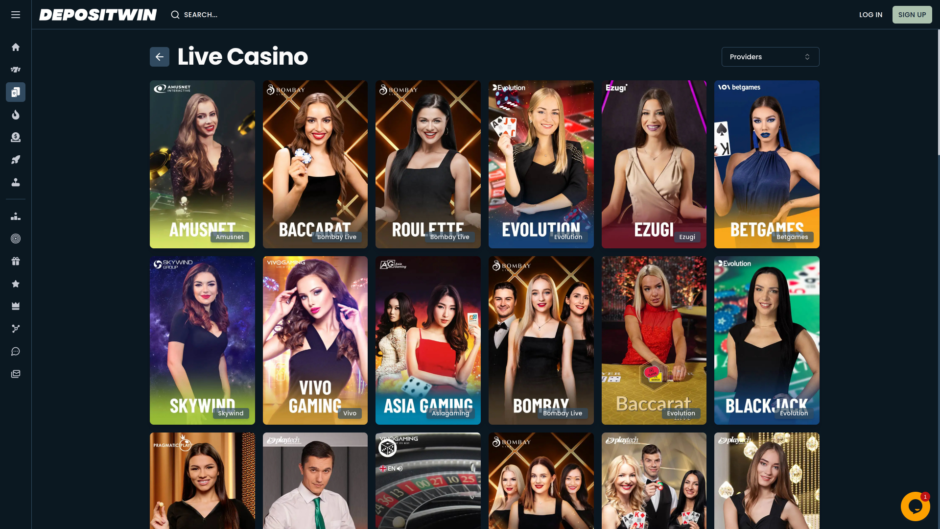 DepositWin Casino Desktop Live Dealer