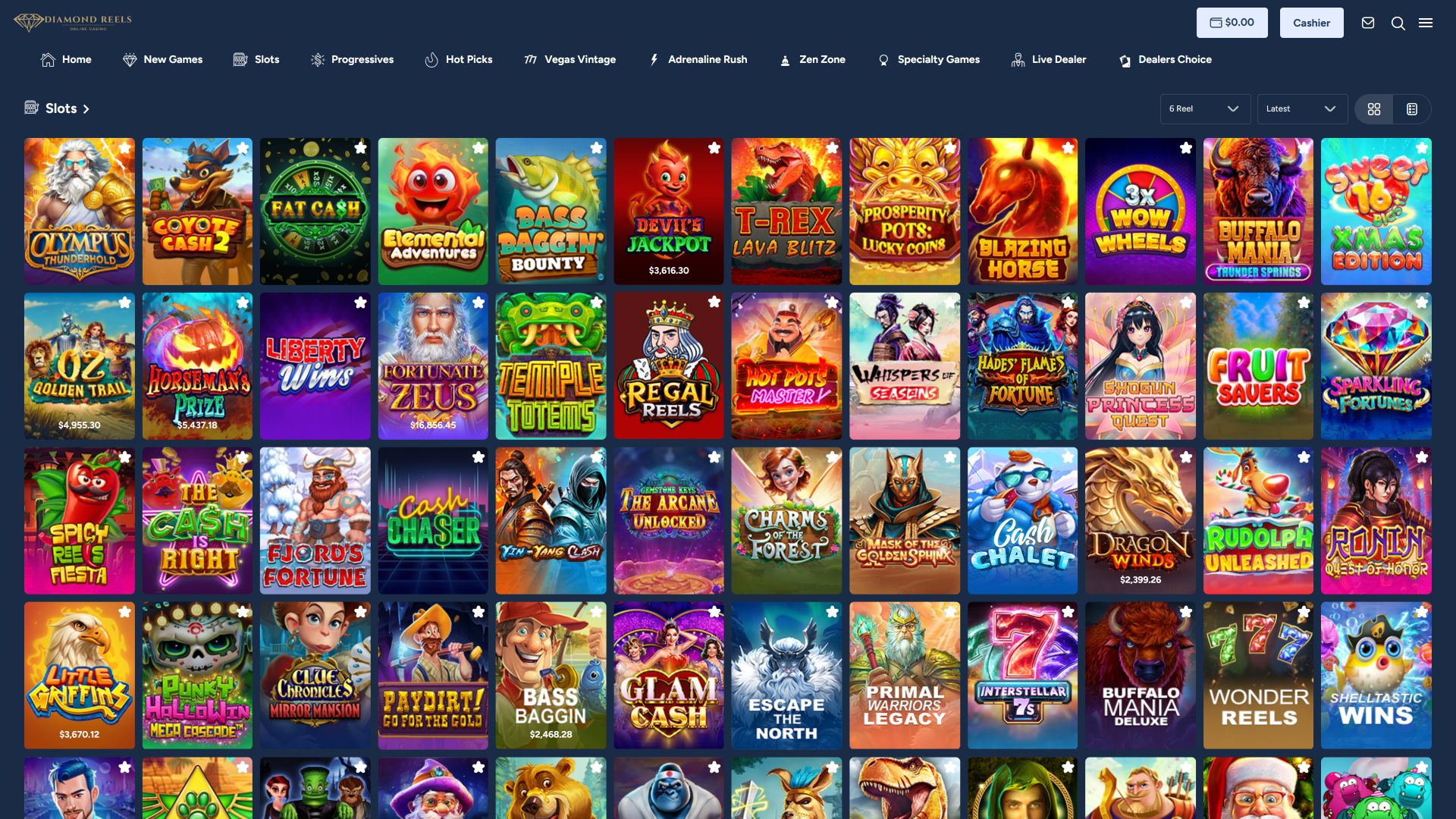 Diamond Reels Casino Desktop Image Games