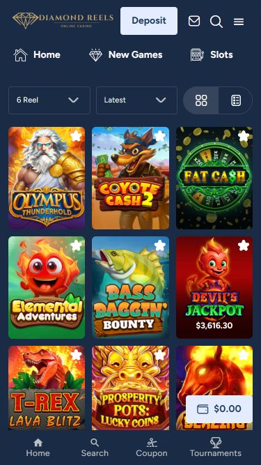 Diamond Reels Casino Mobile Image Games