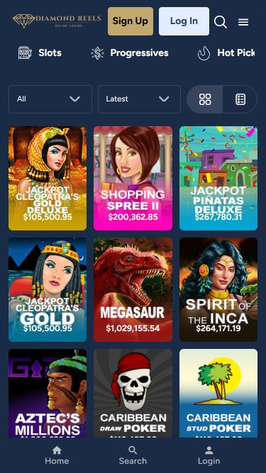 Diamond Reels Casino Mobile Image Jackpot