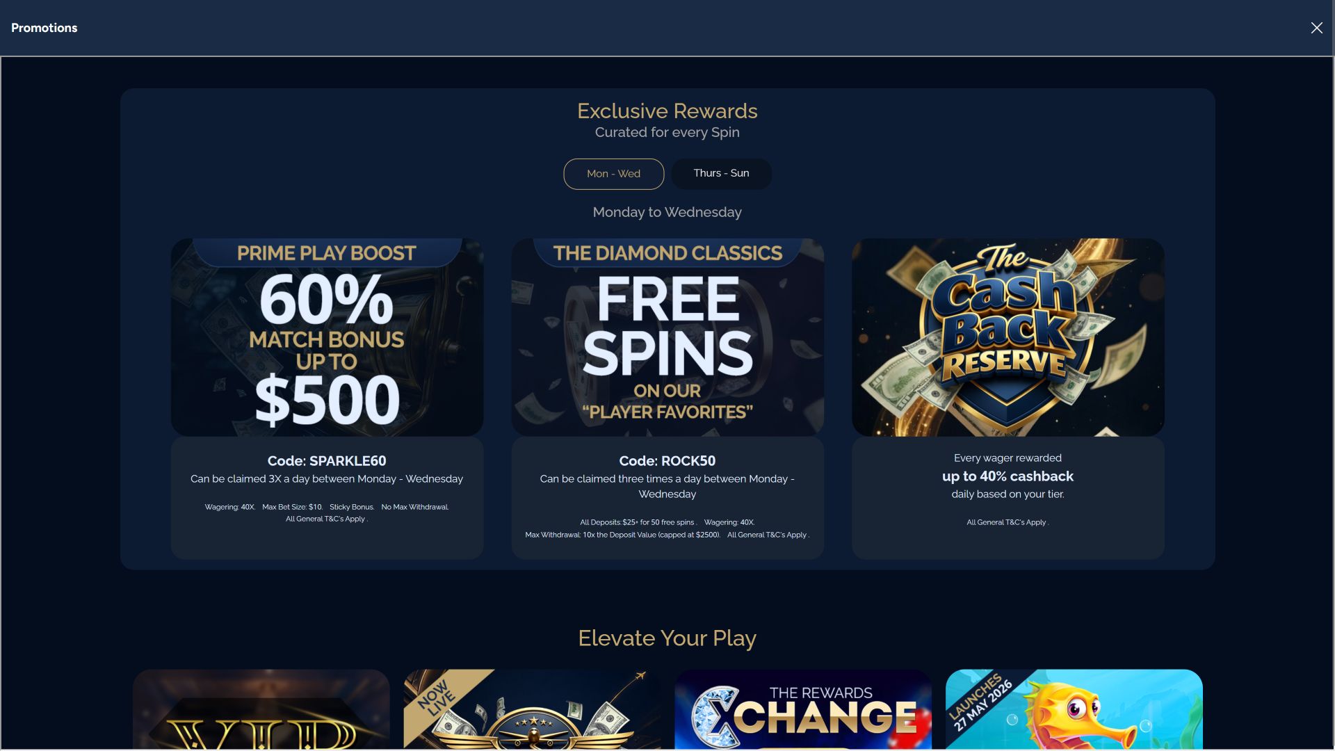 Diamond Reels Casino Desktop Image Promotions