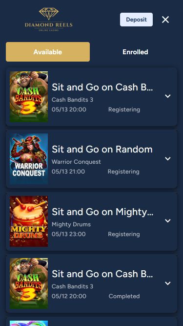 Diamond Reels Casino Mobile Tournaments