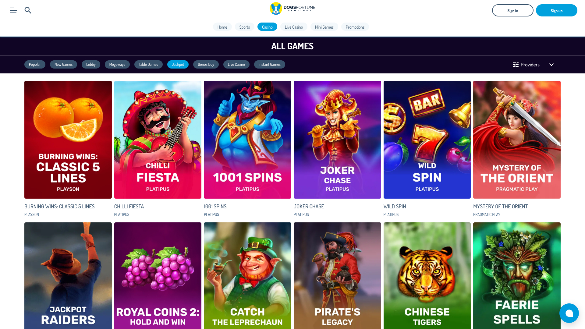 DogsFortune Casino Desktop Jackpot