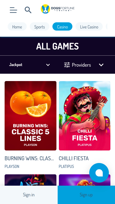 DogsFortune Casino Mobile Jackpot