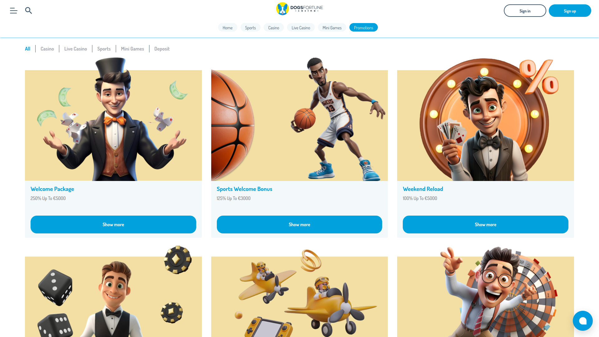 DogsFortune Casino Desktop Promotions