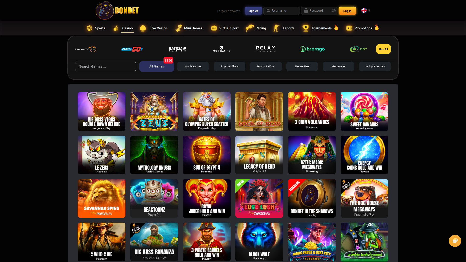 DonBet Casino Games Desktop