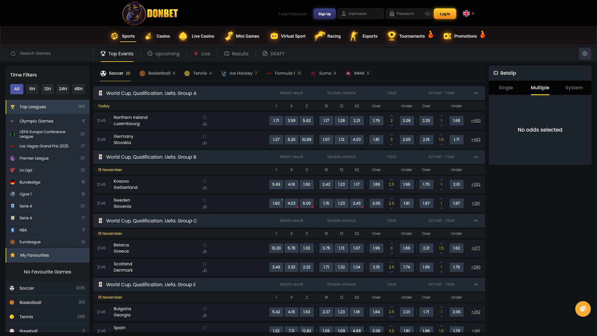 DonBet Casino Sports Desktop