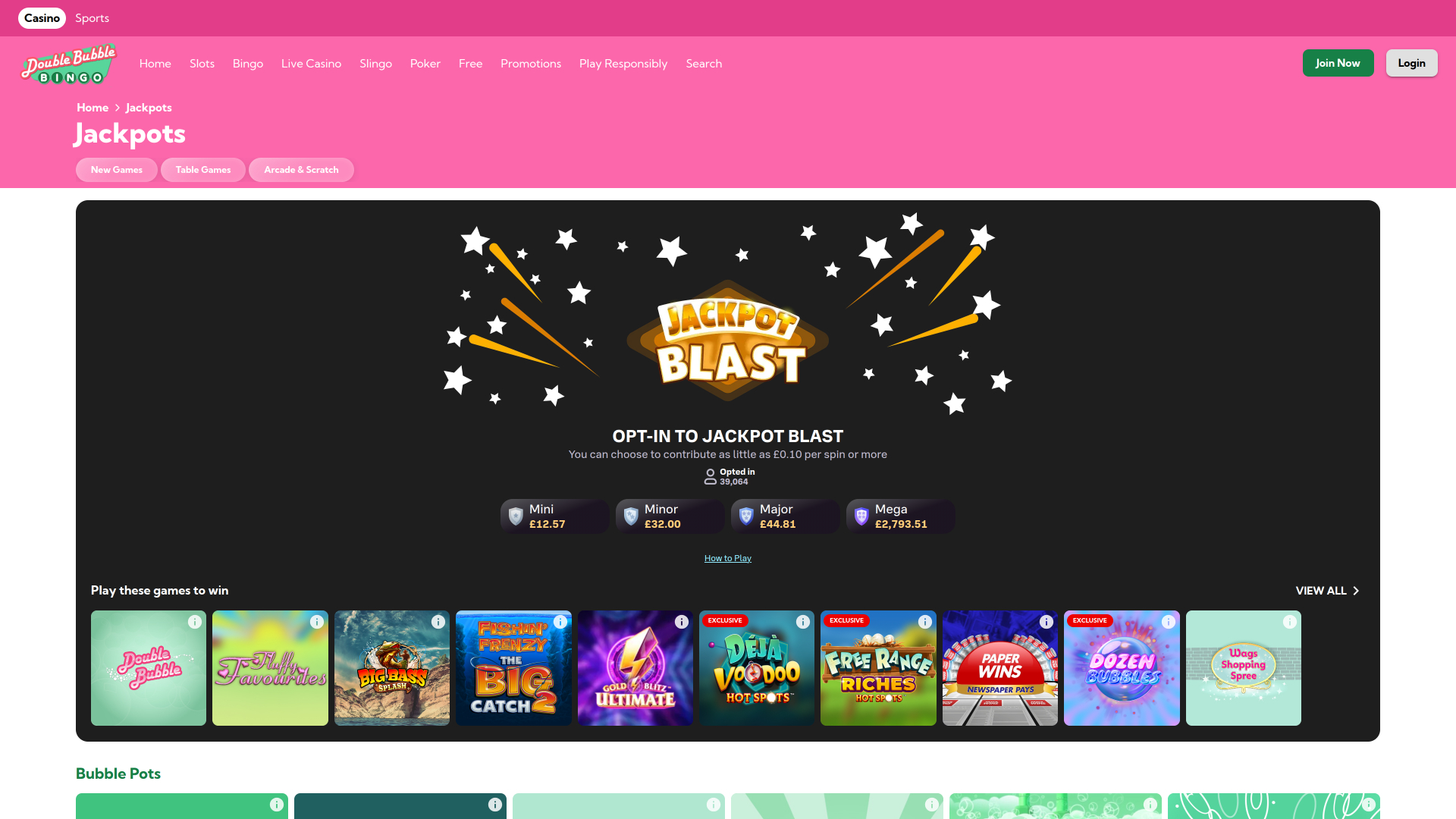 Double Bubble Bingo Desktop Jackpot