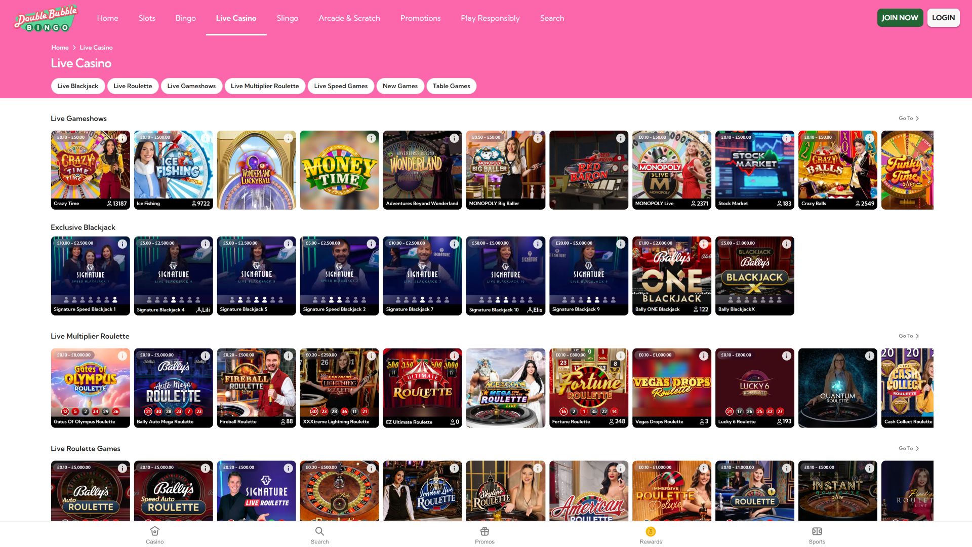 Double Bubble Bingo Desktop Image Live Dealer