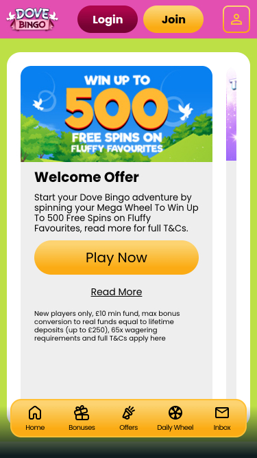 Dove Bingo Casino Mobile Promotions
