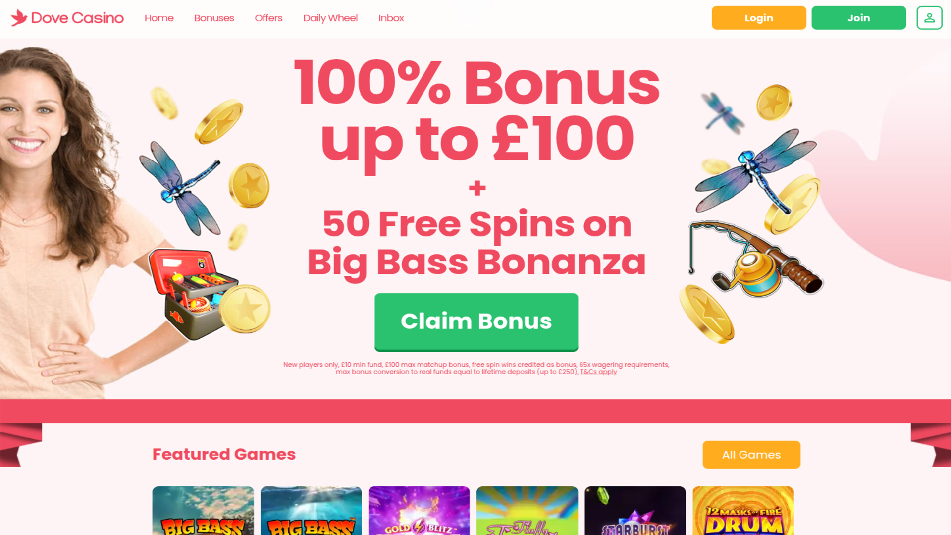 Dove Casino Desktop Homepage