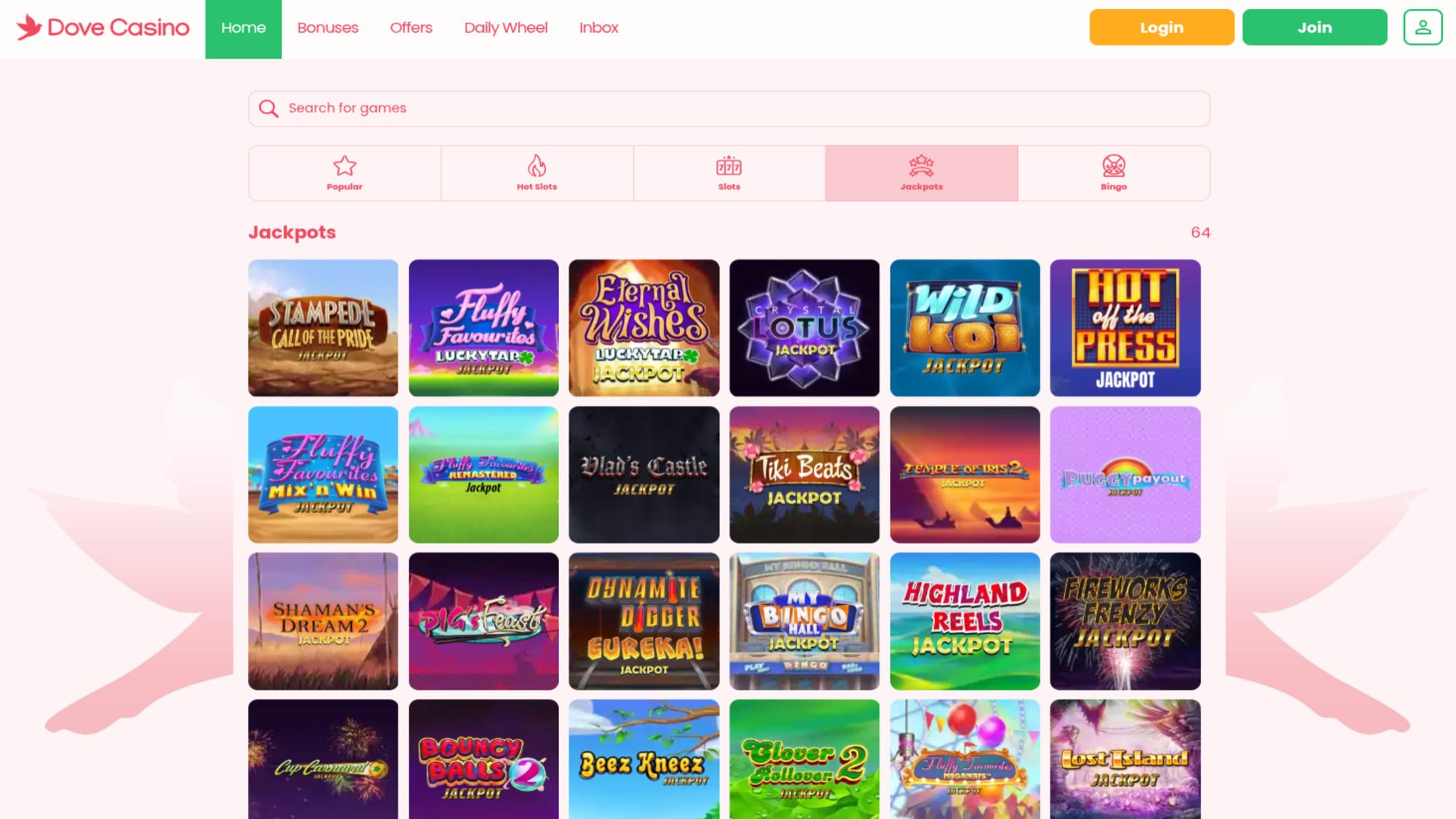 Dove Casino Desktop Jackpot