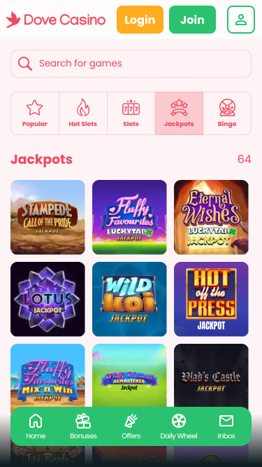 Dove Casino Mobile Jackpot
