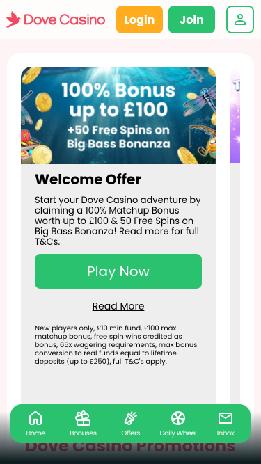 Dove Casino Mobile Promotions