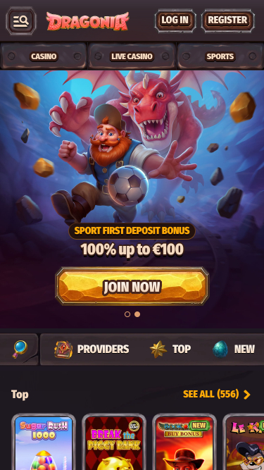 Dragonia Casino Mobile Homepage