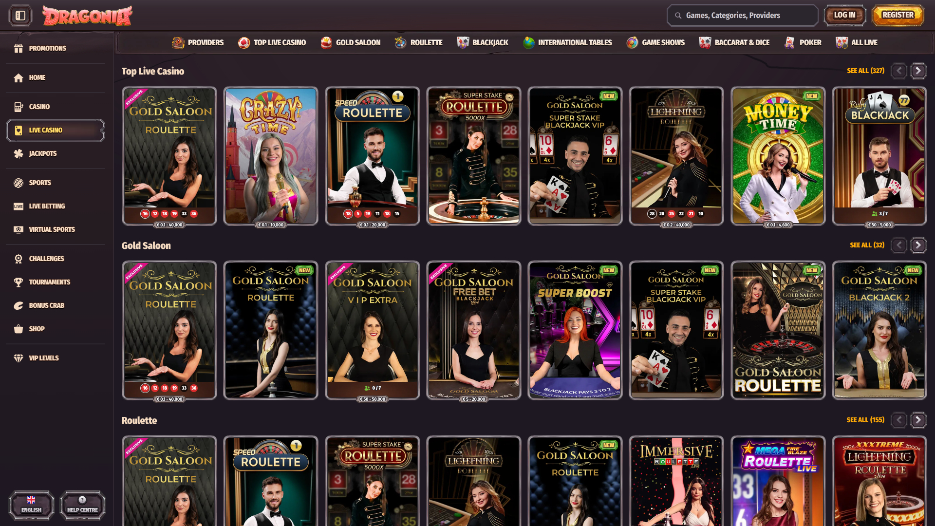 Dragonia Casino Desktop Live Dealer