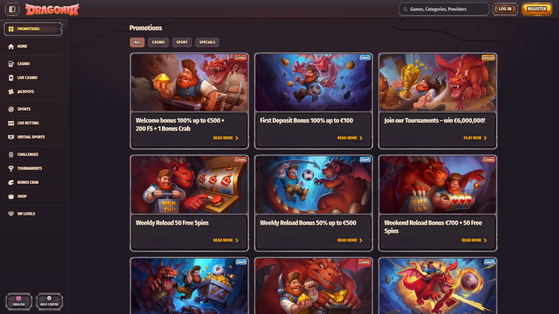 Dragonia Casino Desktop Promotions