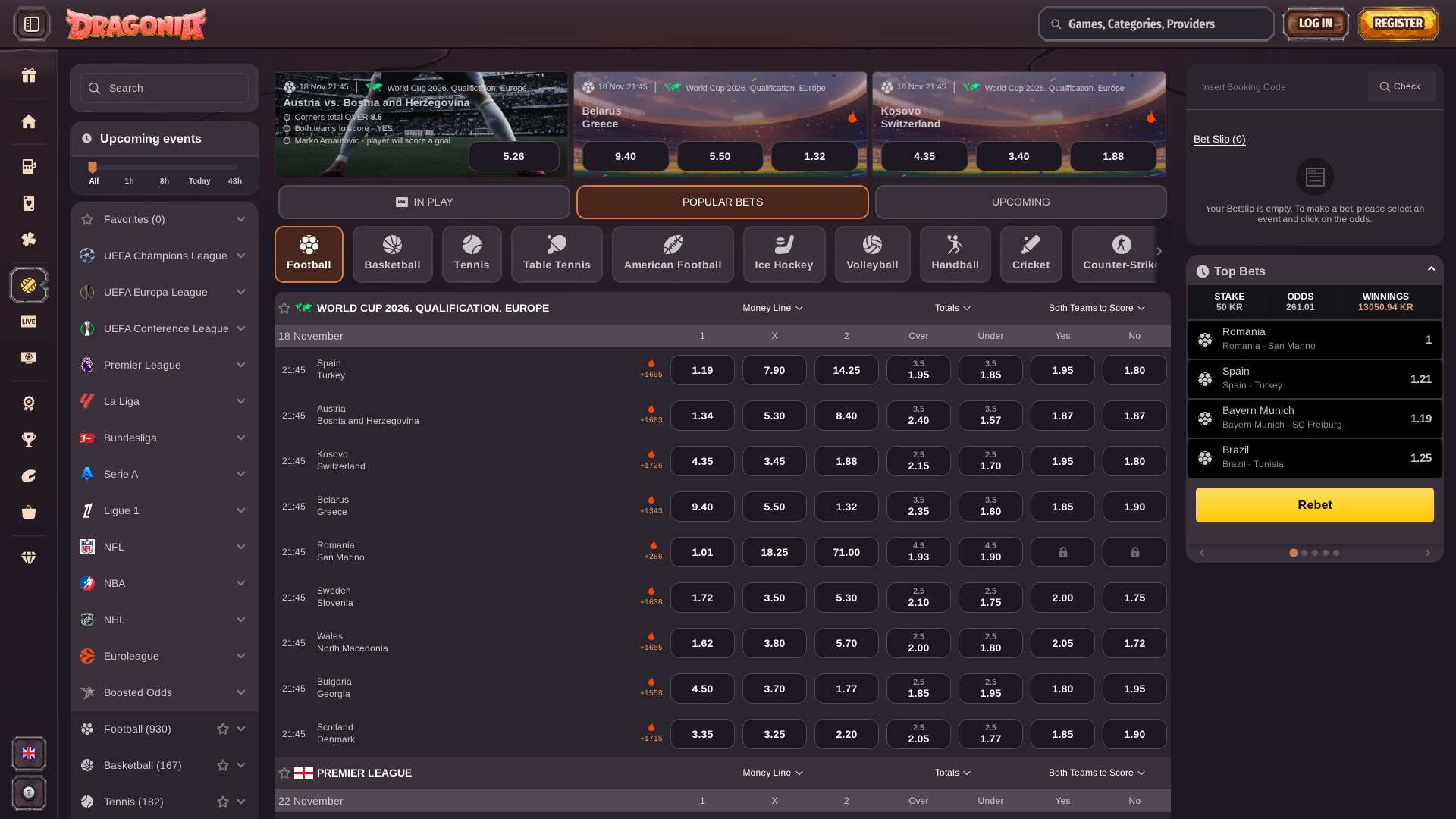 Dragonia Casino Desktop Sports