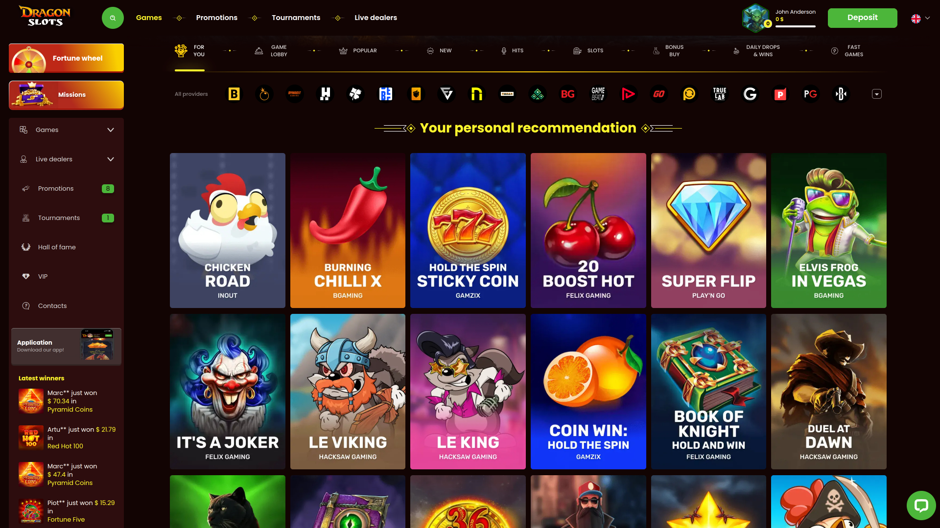 Dragonslots Casino Games Desktop