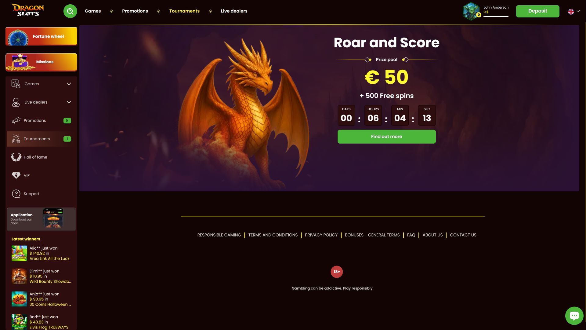 DragonSlots Casino Desktop Tournaments