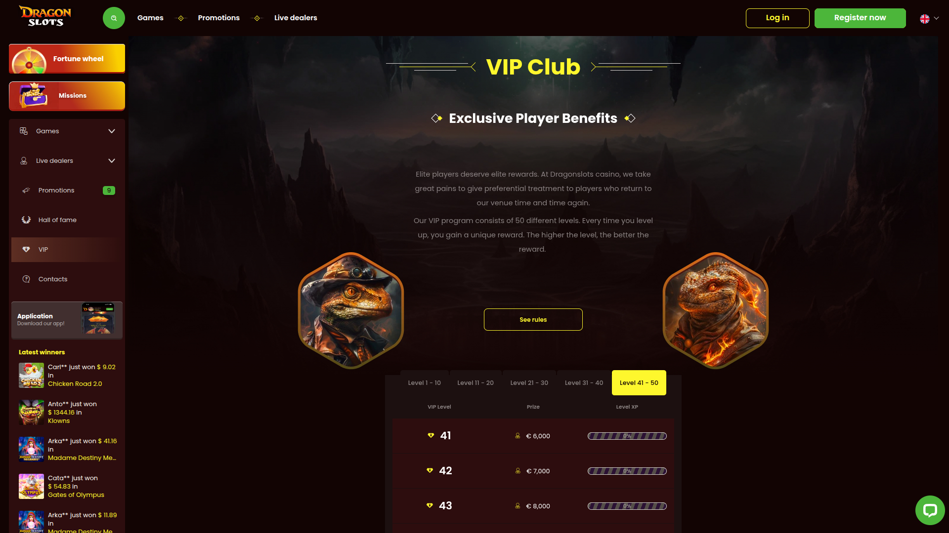 DragonSlots Casino Desktop VIP Program
