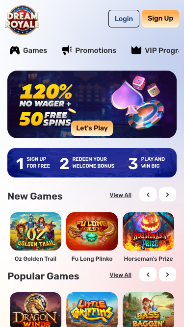 Dream Royale Casino Homepage Mobile