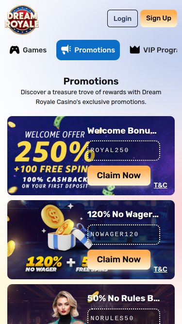 Dream Royale Casino Promotions Mobile