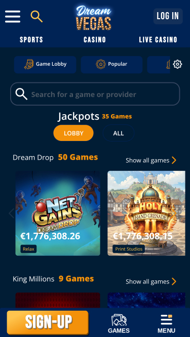 Dream Vegas Casino Jackpot Mobile