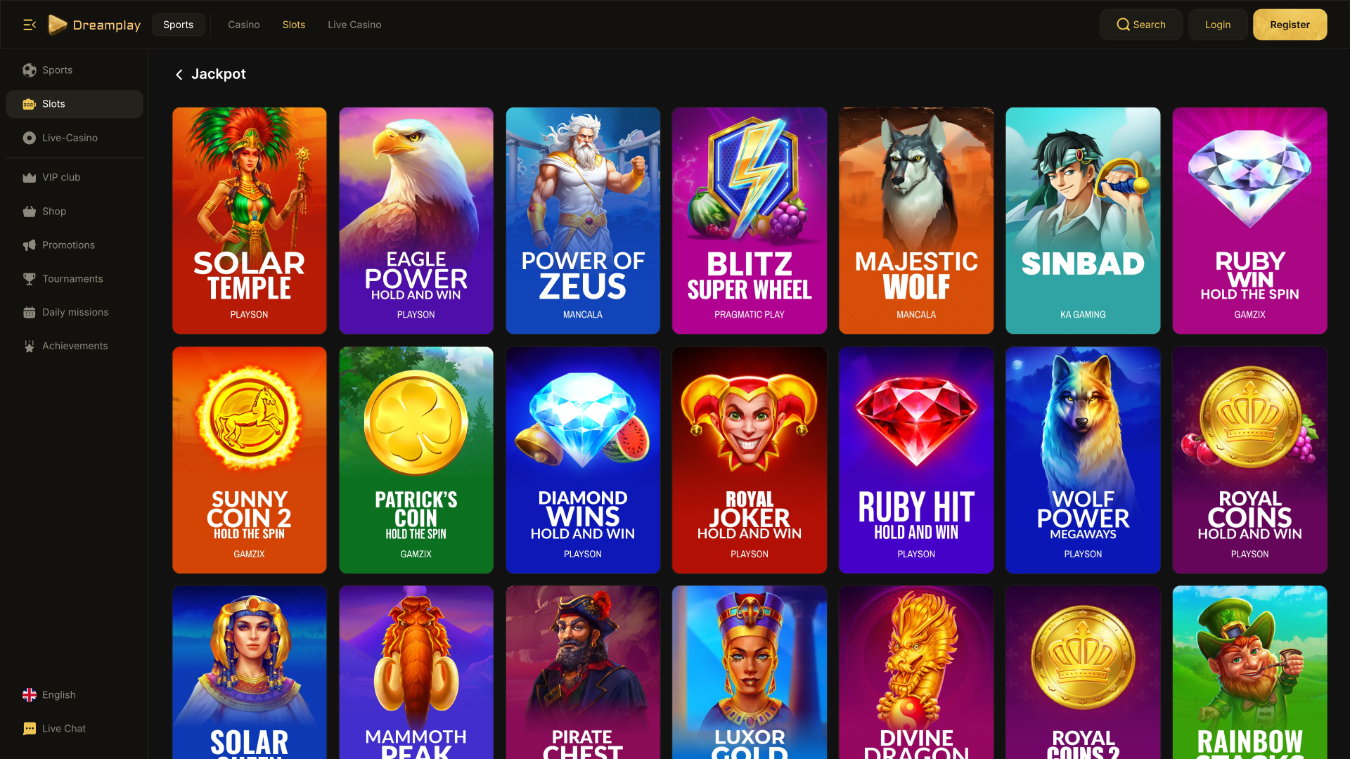 Dreamplay Casino Jackpot Desktop