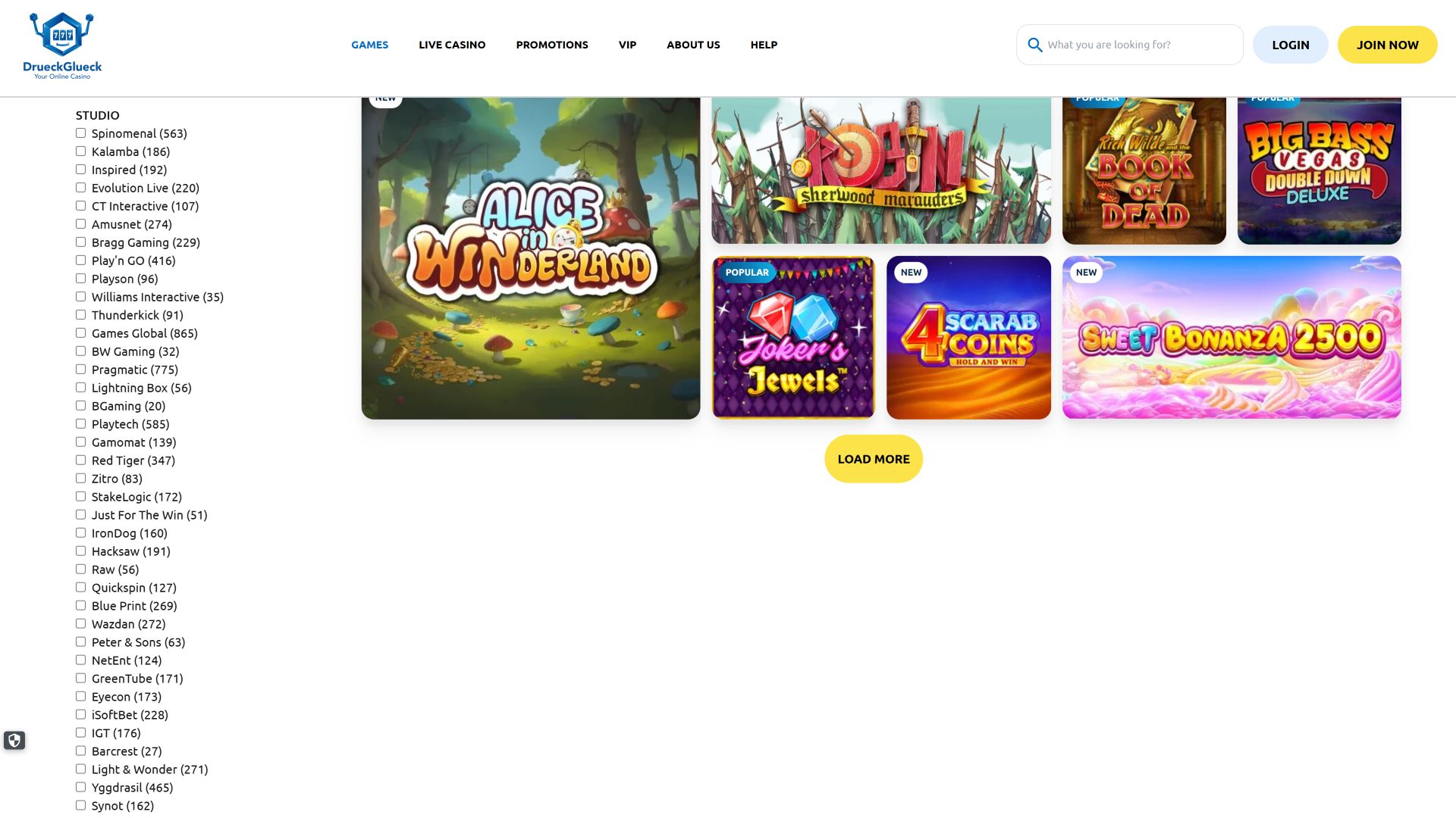 DrueckGlueck Casino Desktop-Hintergrundbild Spieleentwickler