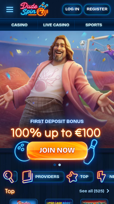 DudeSpin Casino Homepage