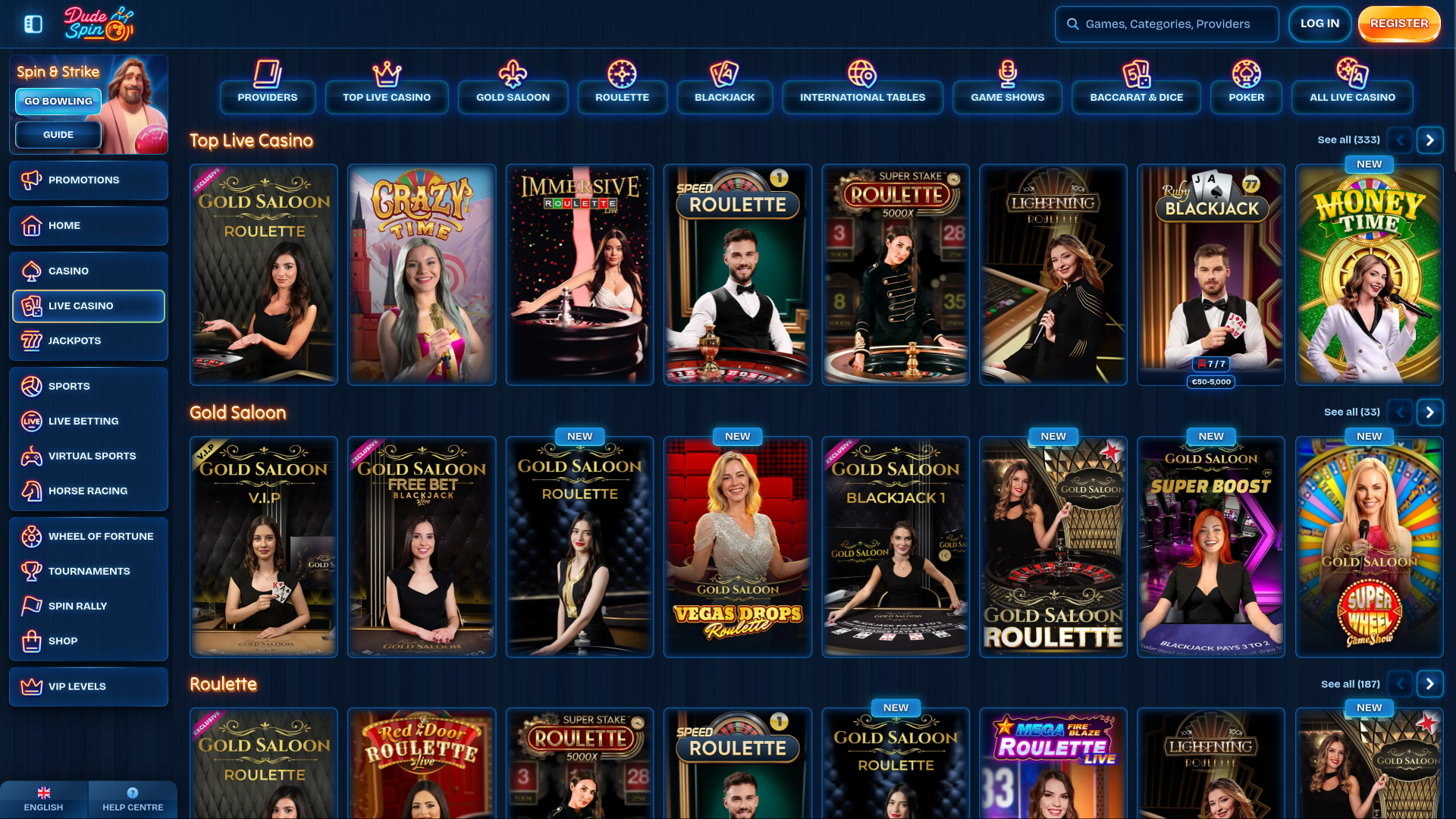 DudeSpin Casino Live Dealer